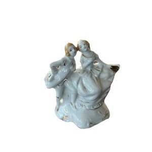 VTG Victorian Couple Porcelain Figurine White Gold Accent Made In Japan 3x3"